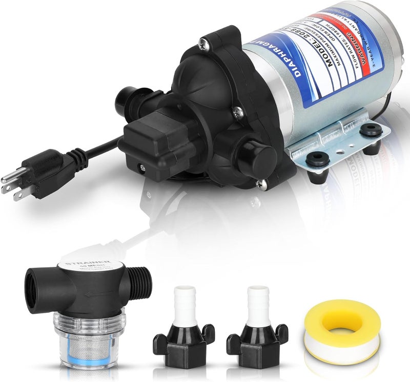 Etespie Industrial Diaphragm Water Pump 2088-594-154, 198GPH, 115V AC, 1/2in, Portable Electric Utility Water Pump 45PSI/3.1Bar, 3.3GPM/11.4LPM, Fit for Beverage and Water Applications, Water Pressure - Image 1
